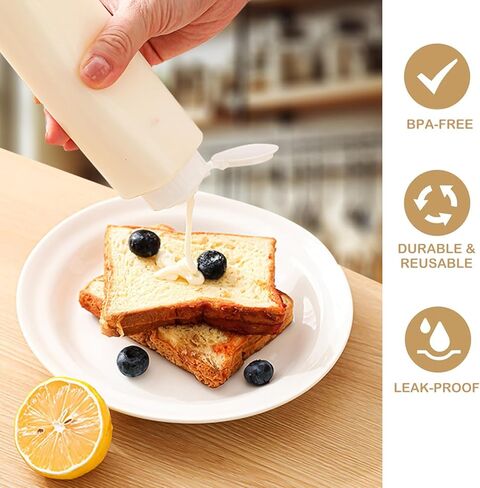 3 عبوات من زجاجات ضغط البهارات سعة 7 أونصة، غطاء ملتوي مانع للتسرب، بلاستيك صالح للطعام، مثالية للكاتشب والخردل وتتبيلة السلطة والصلصات الأخرى in Kuwait