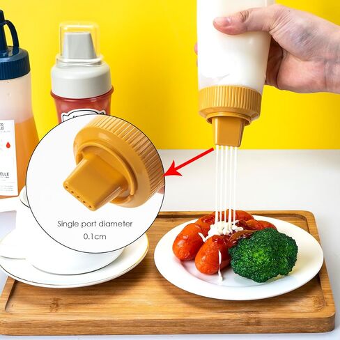3PCS 5-Holes Squeeze Bottle for Sauces, Plastic Dressing Squirt, Ketchup With Cap Lids, Condiment for Liquids, BBQ, Dressing, Pancake Dispenser in Kuwait