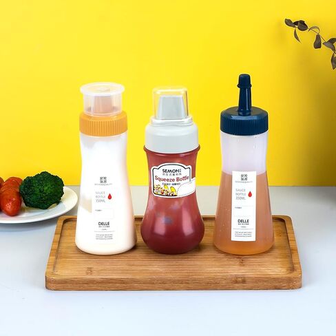 3PCS 5-Holes Squeeze Bottle for Sauces, Plastic Dressing Squirt, Ketchup With Cap Lids, Condiment for Liquids, BBQ, Dressing, Pancake Dispenser in Kuwait