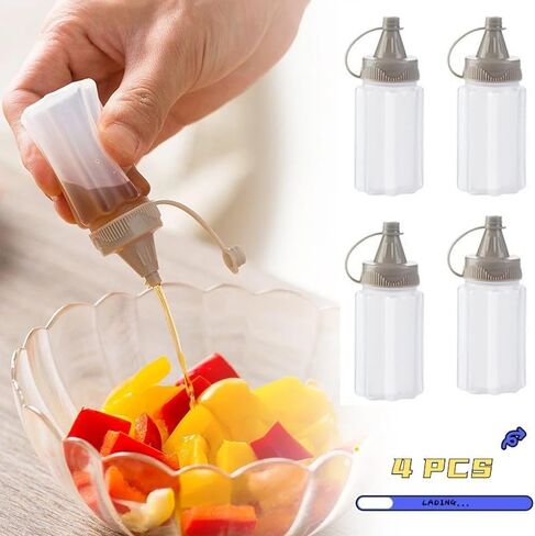 4Pcs/Set Mini Sauce Seasoning Bottle Barbecue Kitchen Portable Transparent Bottle PP Spices with Lid Jar Squeeze in Saudi Arabia