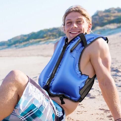 2 Pcs Snorkel Vest for Adults, Inflatable Snorkeling Vest for Men & Women, Portable Swim Jacket & Buoyancy Vest for Snorkeling, Swimming, Kayaking, Boating in Kuwait