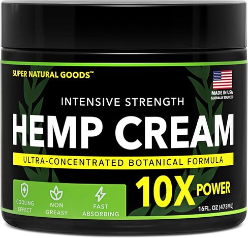 كريم القنب من السلع الطبيعية الفائقة مع زيت القنب والكركم والأرنيكا والمنثول - كريم نباتي مع إحساس تبريد للاستخدام الموضعي (16oz) in Kuwait