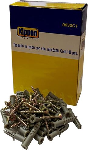 kippen 9030C1 Pack of 100 Nylon Dowels with Screws. Measures 8x40 mm in Saudi Arabia