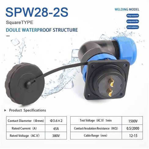 SP28 Square IP68 Waterproof Male Female Socket Cable Connector Elbow Port Pin(SPW28-5S) in Saudi Arabia