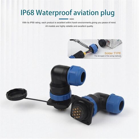 SP28 Square IP68 Waterproof Male Female Socket Cable Connector Elbow Port Pin(SPW28-5S) in Saudi Arabia