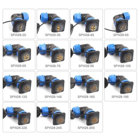 SP28 Square IP68 Waterproof Male Female Socket Cable Connector Elbow Port Pin(SPW28-5S) in Saudi Arabia