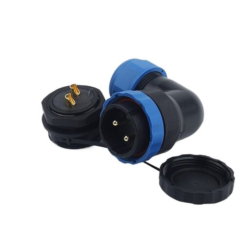 IP68 موصل مقاوم للمياه عودة الجوز ميناء المقبس 90 درجة الكوع L- نوع موصلات الأسلاك الكهربائية السريعة دبوس (SPW28-7L) in Kuwait