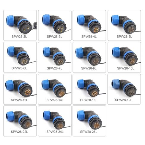IP68 Waterproof Connector Back Nut Port Socket 90 Degree Elbow L-Type Quick Electric Wire Connectors Pin(SPW28-7L) in Saudi Arabia