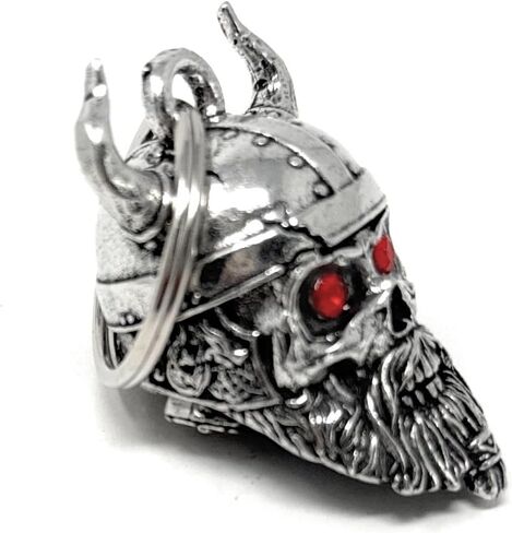 Bravo Bells Viking Warrior Diamond Skull Bell - Biker Bell Accessory or Key Chain for Good Luck on The Road - Made in The USA in Saudi Arabia