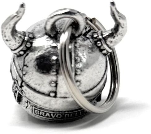 Bravo Bells Viking Warrior Diamond Skull Bell - Biker Bell Accessory or Key Chain for Good Luck on The Road - Made in The USA in Saudi Arabia