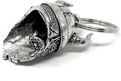 Bravo Bells Viking Warrior Diamond Skull Bell - Biker Bell Accessory or Key Chain for Good Luck on The Road - Made in The USA in Saudi Arabia