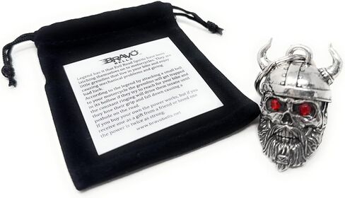 Bravo Bells Viking Warrior Diamond Skull Bell - Biker Bell Accessory or Key Chain for Good Luck on The Road - Made in The USA in Saudi Arabia