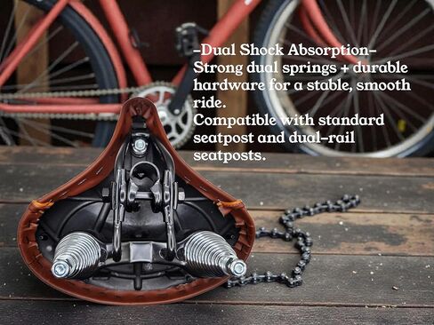 CYCLEZ Wide Soft Padded Bike Seat and Leather Style Grips Set, Oversized Comfort Saddle for Men and Women, Ideal Replacement for Beach Cruiser, MTB, City, E-Bike, Scooter, Stationary Bicycle in Saudi Arabia