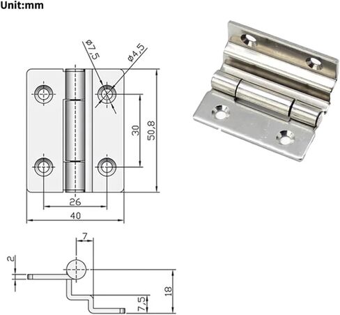 مفصلة مزدوجة الزاوية اليمنى عازمة خزائن ومعدات صناعية قابلة للطي 304 الفولاذ المقاوم للصدأ 180 درجة 1 قطعة in Kuwait