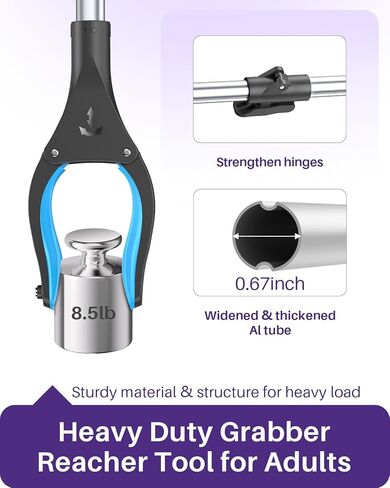 KEKOY Pro 40-inch Reacher Grabber Pickup Tool, Heavy Duty Grabbers for Seniors Foldable Pick Up Trash Stick with Anti-Slip 360° Rotating Jaw, 4" Wide Extended Weed Gripper Claw with Magnet in Saudi Arabia