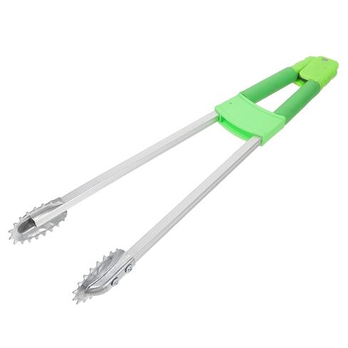 SOLUSTRE Heavy-Duty Trash Grabber Tool with Short Handle and Iron Head, Reusable Garbage Picker Clamp for Household and Outdoor Litter Picking, Green Double-Tube Design for Sanitation Use in Saudi Arabia