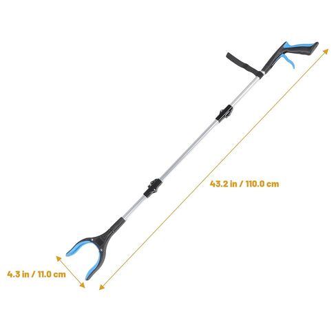 Folding Garbage Pickup Clip, Three-fold Long Handle Trash Grabber Tool, Blue Heavy Duty Litter Picker for Household and Outdoor Waste Collection in Kuwait