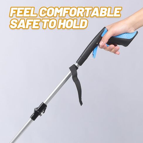 Folding Garbage Pickup Clip, Three-fold Long Handle Trash Grabber Tool, Blue Heavy Duty Litter Picker for Household and Outdoor Waste Collection in Kuwait