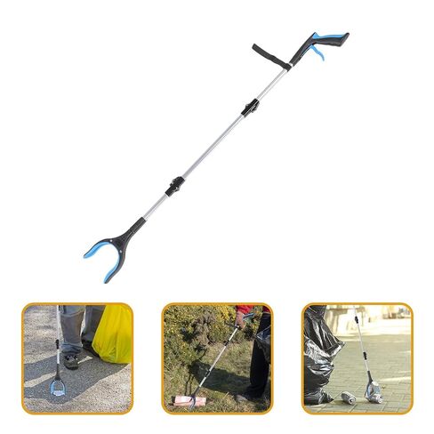 Folding Garbage Pickup Clip, Three-fold Long Handle Trash Grabber Tool, Blue Heavy Duty Litter Picker for Household and Outdoor Waste Collection in Kuwait