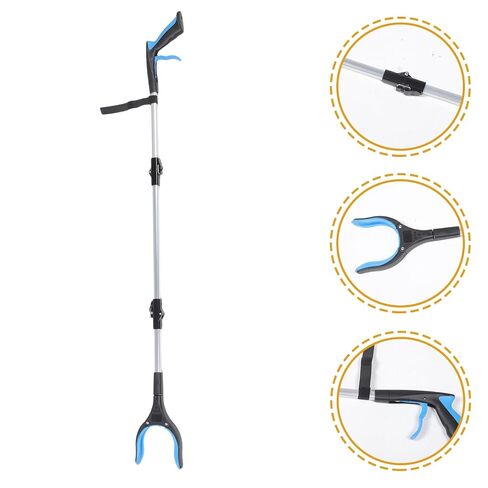 Folding Garbage Pickup Clip, Three-fold Long Handle Trash Grabber Tool, Blue Heavy Duty Litter Picker for Household and Outdoor Waste Collection in Kuwait