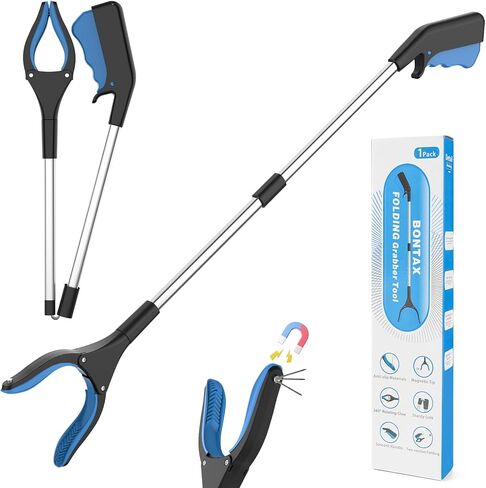 Grabber Reacher Tool for Seniors, 2 Pack Easy Grip 32" Long Handle Foldable Reacher Grabbers with Easy Grip & Magnetic Tip, Reaching Assist Pickup Tool for Trash, Ideal for Elderly & Disabled in Saudi Arabia