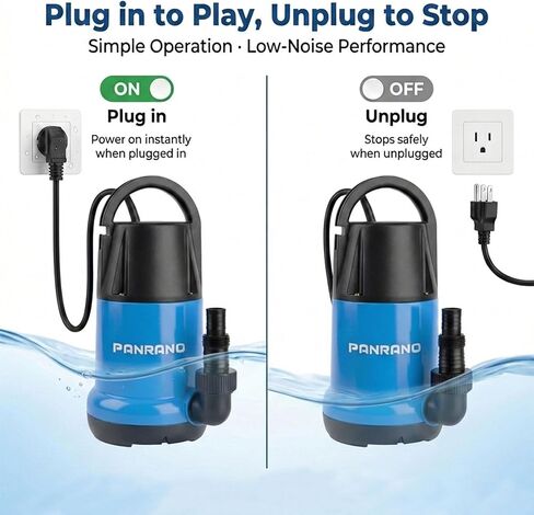 مضخة مستنقع 1 حصان مضخة مياه غاطسة نظيفة وقذرة 3700 جيجا في الساعة مضخات تصريف محمولة لأحواض السباحة الساخنة ونقل المياه في الطابق السفلي، أزرق فاتح in Kuwait