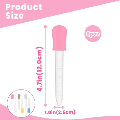 6 Pack Liquid Pipettes Droppers Silicone 5ml Clear Dropper, Crafts Projects (6 Colors) in Saudi Arabia