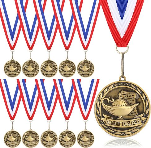 12 Pcs Academic Excellence Graduation Award Medals Bulk Scholastic Award Medals with Neck Ribbons Prize Gift for Tournaments Competitions Party in Saudi Arabia
