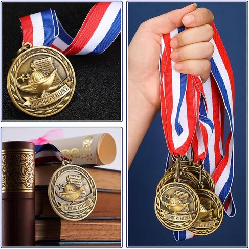 12 Pcs Academic Excellence Graduation Award Medals Bulk Scholastic Award Medals with Neck Ribbons Prize Gift for Tournaments Competitions Party in Saudi Arabia