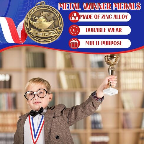 12 Pcs Academic Excellence Graduation Award Medals Bulk Scholastic Award Medals with Neck Ribbons Prize Gift for Tournaments Competitions Party in Saudi Arabia