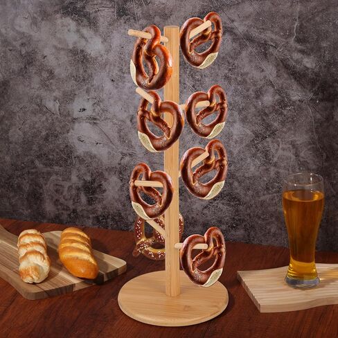 2 قطعة من حامل البريتزل مقاس 19.5 بوصة حامل عرض البريتزل على شكل شجرة الخيزران مع 8 أذرع لتعليق الخبز والكعك والنقانق والكعك، مثالي لمهرجان أكتوبر in Kuwait