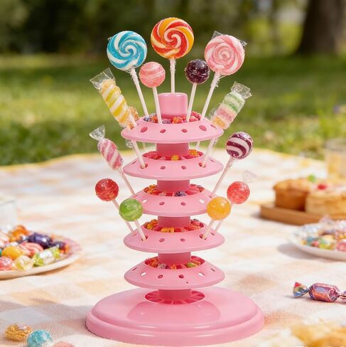 Adjustable Multi-Layer Desktop Lollipop Stand Candy Holder Portable Pp Material Display Rack for Party Events and Home Use in Saudi Arabia