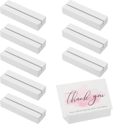 PATIKIL Wood Place Card Holders, 8 Pcs Rustic Cards Display Stands Table Number Stands for Food Signs Picture Retail Shop Parties Wedding Cafe Home, White in Saudi Arabia