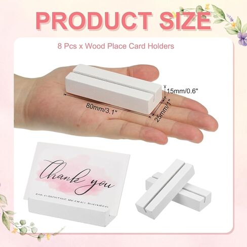 PATIKIL Wood Place Card Holders, 8 Pcs Rustic Cards Display Stands Table Number Stands for Food Signs Picture Retail Shop Parties Wedding Cafe Home, White in Saudi Arabia