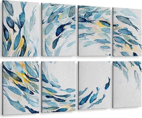 ARPEOTCY Acoustic Art Wall Panels for Bedroom, Recording Office, podcast, TV, 48x32in, Ocean Wall decor, Watercolor Fish Art Picture, Soundproof Sound Absorbing, 8pcs in Kuwait