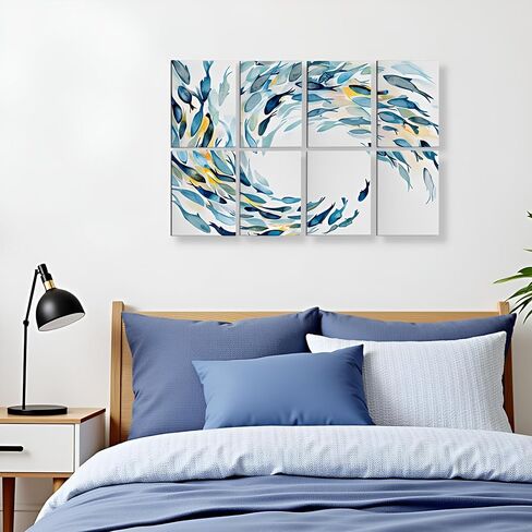 ARPEOTCY Acoustic Art Wall Panels for Bedroom, Recording Office, podcast, TV, 48x32in, Ocean Wall decor, Watercolor Fish Art Picture, Soundproof Sound Absorbing, 8pcs in Kuwait