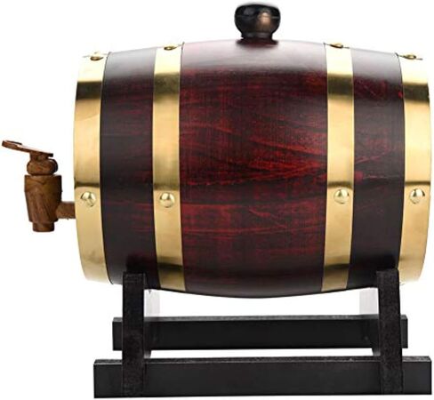 Wooden Wine Barrel 1.5L Pine Wood Beer Barrel Sealing Whiskey Barrel Dispenser Leak Proof y Bucket Wine Storage Holder with Tap & Stand,Retro Color in Saudi Arabia