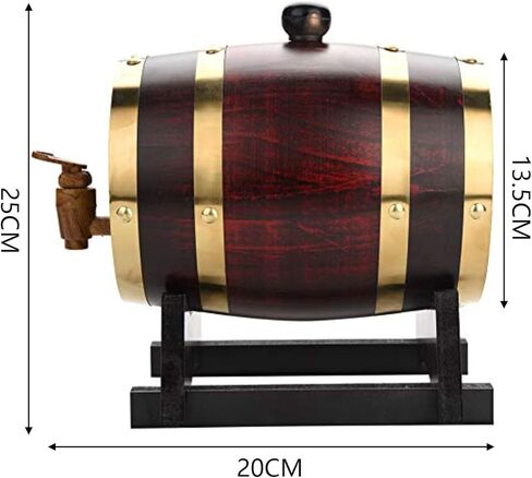 Wooden Wine Barrel 1.5L Pine Wood Beer Barrel Sealing Whiskey Barrel Dispenser Leak Proof y Bucket Wine Storage Holder with Tap & Stand,Retro Color in Saudi Arabia