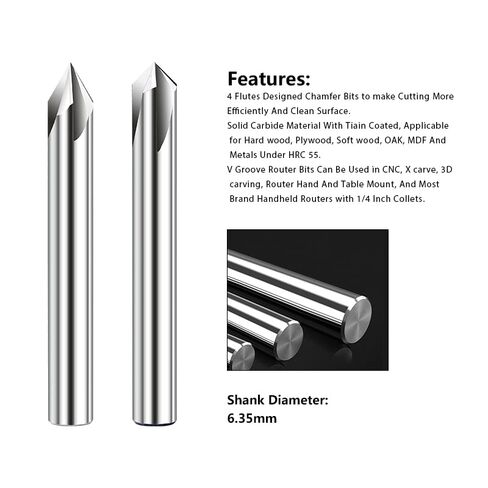 1 قطع كربيد الشطب القاطع 6.35 ملليمتر عرقوب 4 الناي الشطب نهاية مطحنة 90 درجة cnc آلة الشطب أداة القاطع لنحت الشطب in Kuwait