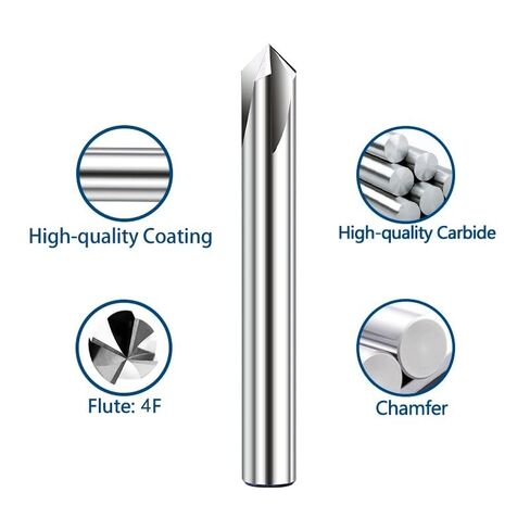 1 قطع كربيد الشطب القاطع 6.35 ملليمتر عرقوب 4 الناي الشطب نهاية مطحنة 90 درجة cnc آلة الشطب أداة القاطع لنحت الشطب in Kuwait