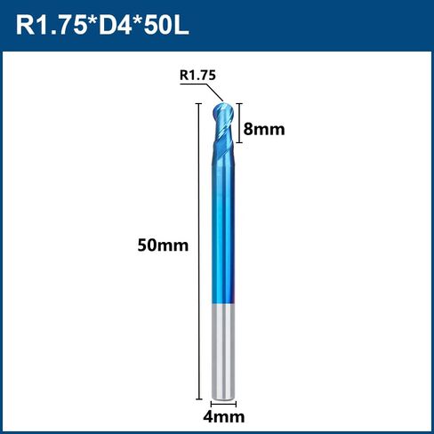 1 قطعة نانو الأزرق معطف الكرة الأنف نهاية مطحنة CNC بت التوجيه HRC 65 2 الناي دوامة نهاية مطحنة التنغستن قاطع من الكربيد أداة طحن in Kuwait