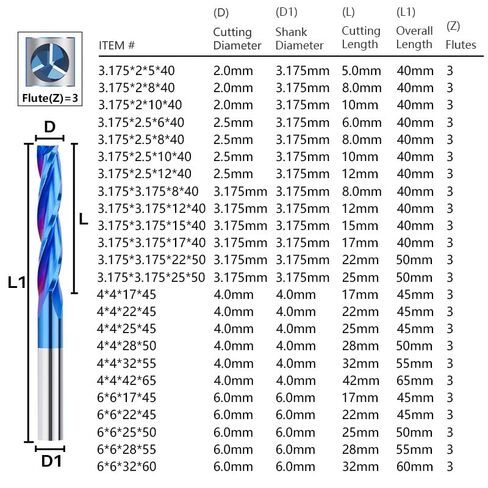 1 قطعة مطحنة نهاية كربيد التنغستن 3 الناي مطحنة نهاية مسطحة 3.175/4/6 مللي متر عرقوب دوامة راوتر بت للنجارة in Kuwait