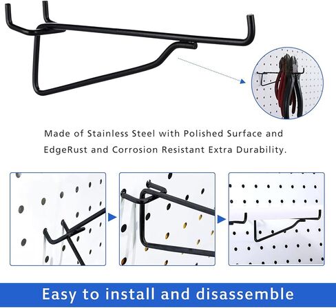 8 عبوات من خطافات بيجبورد معدنية سوداء مقاس 6 بوصات من ملحقات بيجبورد شديدة التحمل، رف بيجبورد يناسب أي أرفف لوح ربط لمنظم التخزين لمنضدة العمل، المرآب، متجر الحرف اليدوية، متجر البيع بالتجزئة in Kuwait