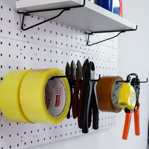 8 عبوات من خطافات بيجبورد معدنية سوداء مقاس 6 بوصات من ملحقات بيجبورد شديدة التحمل، رف بيجبورد يناسب أي أرفف لوح ربط لمنظم التخزين لمنضدة العمل، المرآب، متجر الحرف اليدوية، متجر البيع بالتجزئة in Kuwait