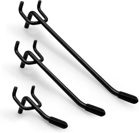 خطافات بيجبورد سوداء مقاس 4 بوصات، 36 حزمة - شماعات أدوات شديدة التحمل متوافقة مع ألواح بيجبورد سميكة 1/4 بوصة (تناسب الفتحات القياسية 3/16 بوصة) in Kuwait