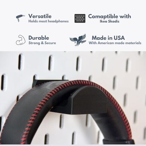Headphone Holder Compatible with IKEA SKADIS Pegboard, Headset Hanger Hook Mount for Desk Setup in Saudi Arabia
