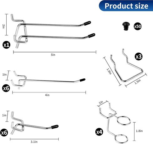 خطاف بيجبورد 100 قطعة، خطافات لوح ربط شديدة التحمل تناسب لوحات بيجبورد 1/8 بوصة و1/4 بوصة، ملحقات بيجبورد مع أقفال ربط لتنظيم الأدوات المختلفة، خطافات أدوات لوحة الربط in Kuwait