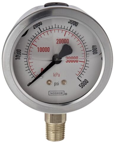 مقياس الضغط، علبة 304SS مقاس 2.5 بوصة، أجزاء داخلية من سبائك النحاس، 30/300 رطل لكل بوصة مربعة/كيلو باسكال، 1/4 NPT ذكر خلفي، مملوء بالجليسرين in Kuwait