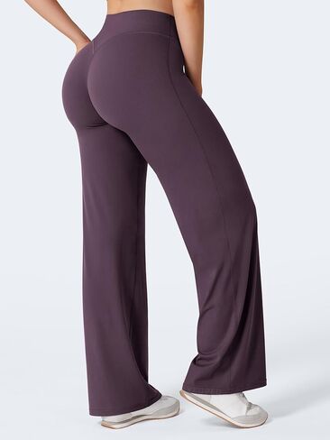 YEOREO Women's Low Rise Straight Leggings Bottoms Workout No Front Seam 31.5" Wide Leg VitaWeave Gym Yoga Pants in Saudi Arabia