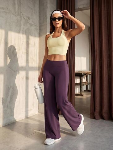 YEOREO Women's Low Rise Straight Leggings Bottoms Workout No Front Seam 31.5" Wide Leg VitaWeave Gym Yoga Pants in Saudi Arabia